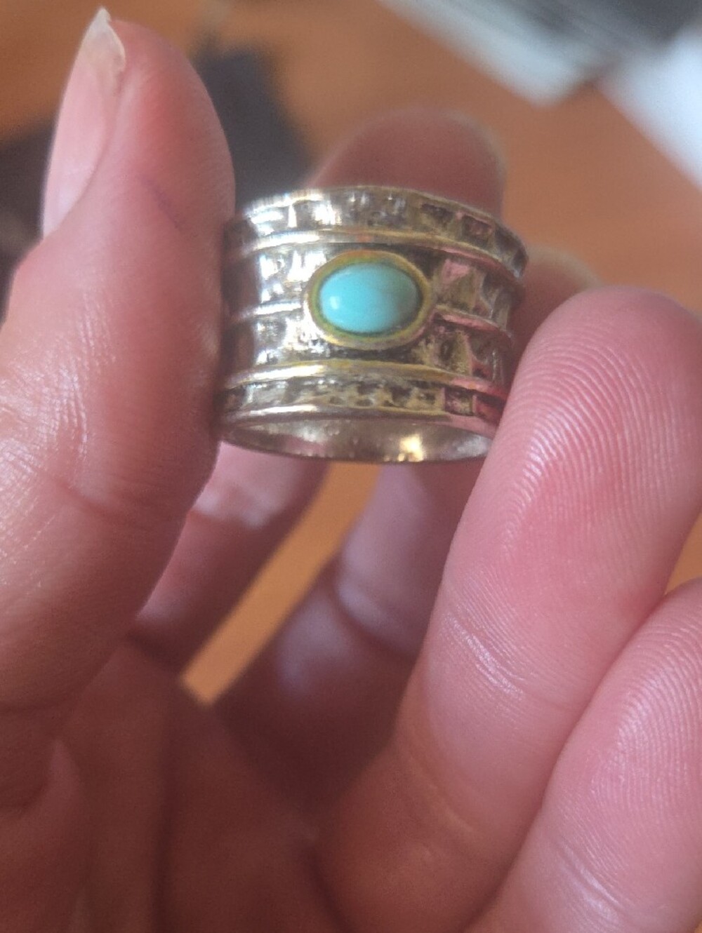 Turquoise Stone Stacked Silver Ring - Women Jewelry